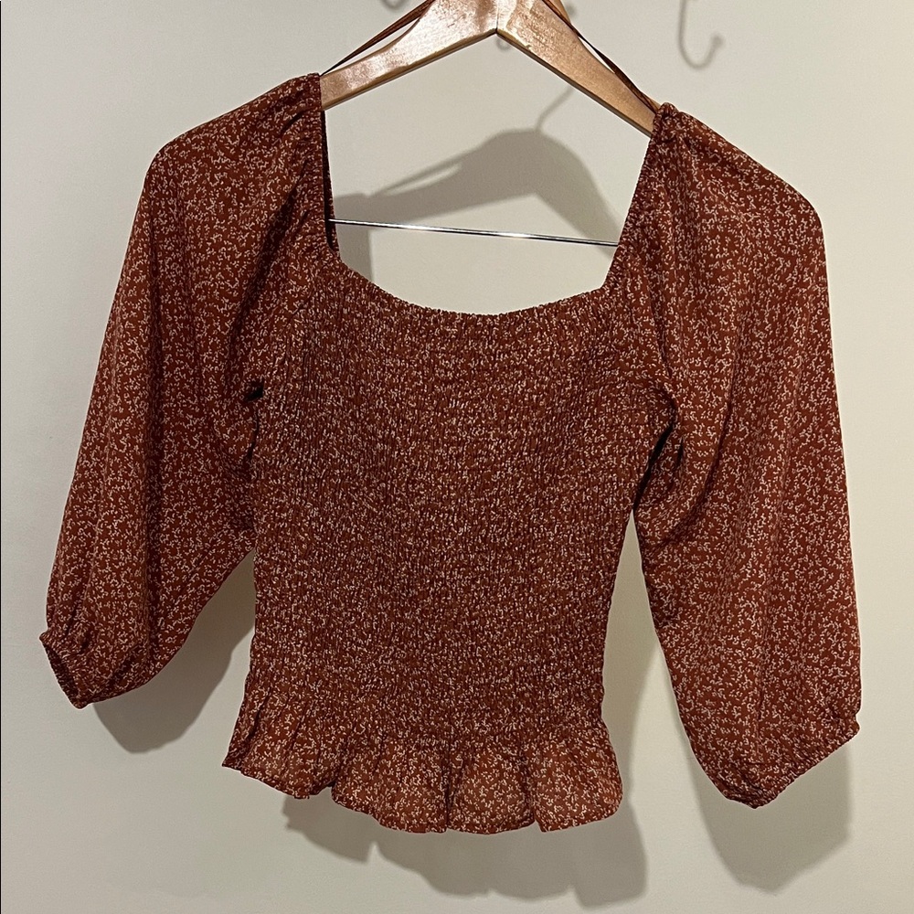 Women's Brown Floral Top